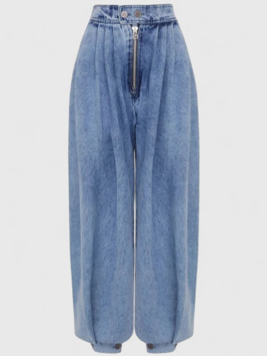 High Waist Balloon Leg Denim Pants 3