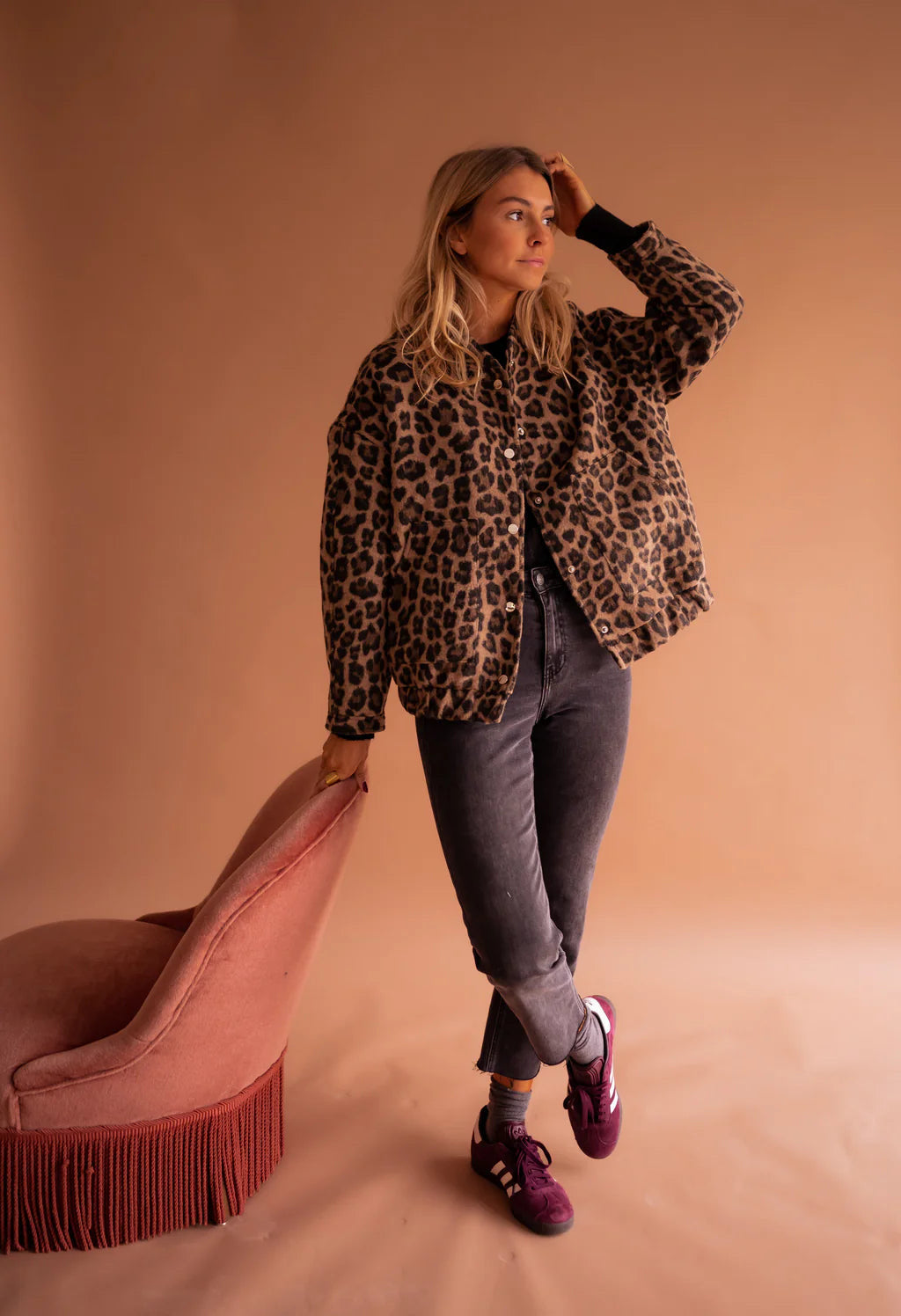Leopard Print Button Front Cropped Shacket Jacket 3