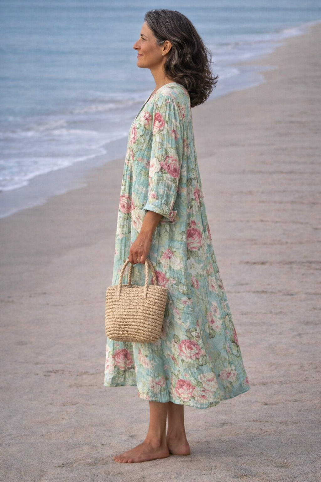 Floral V-Neck Long Sleeve Tiered Maxi Dress 2