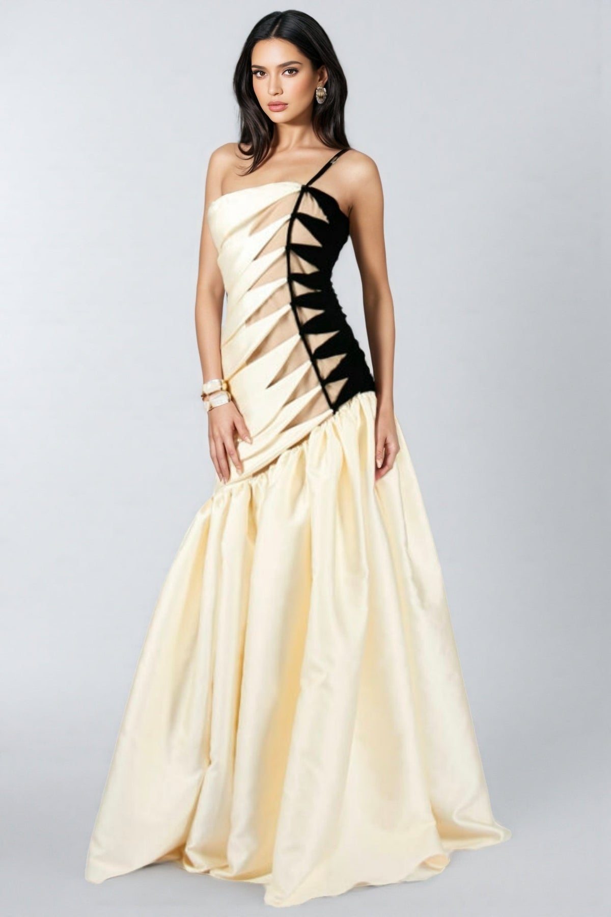 Branda Fishtail Satin Maxi Dress - View 2