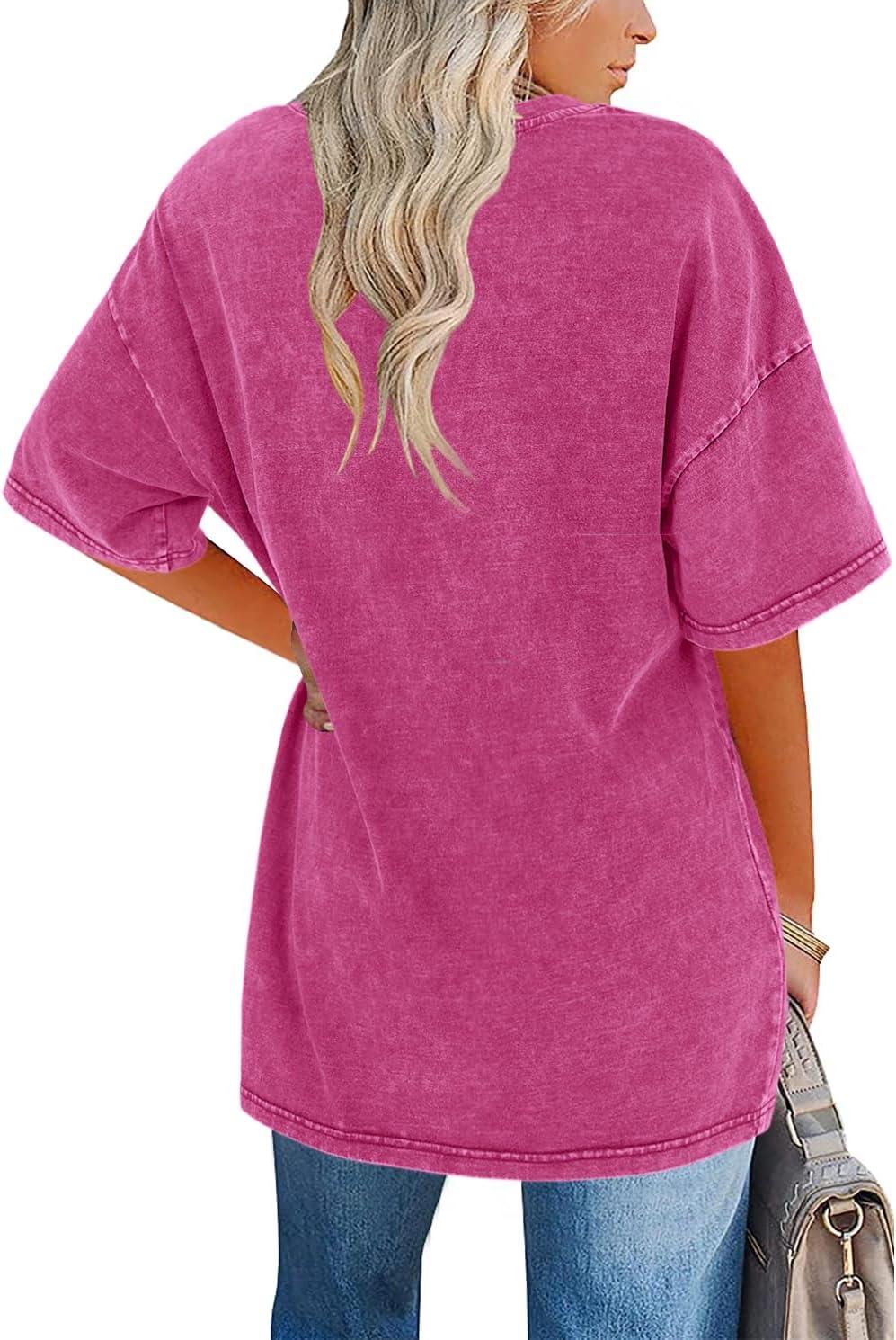 Crew Neck Short Sleeve Oversized Washed T-Shirt 19