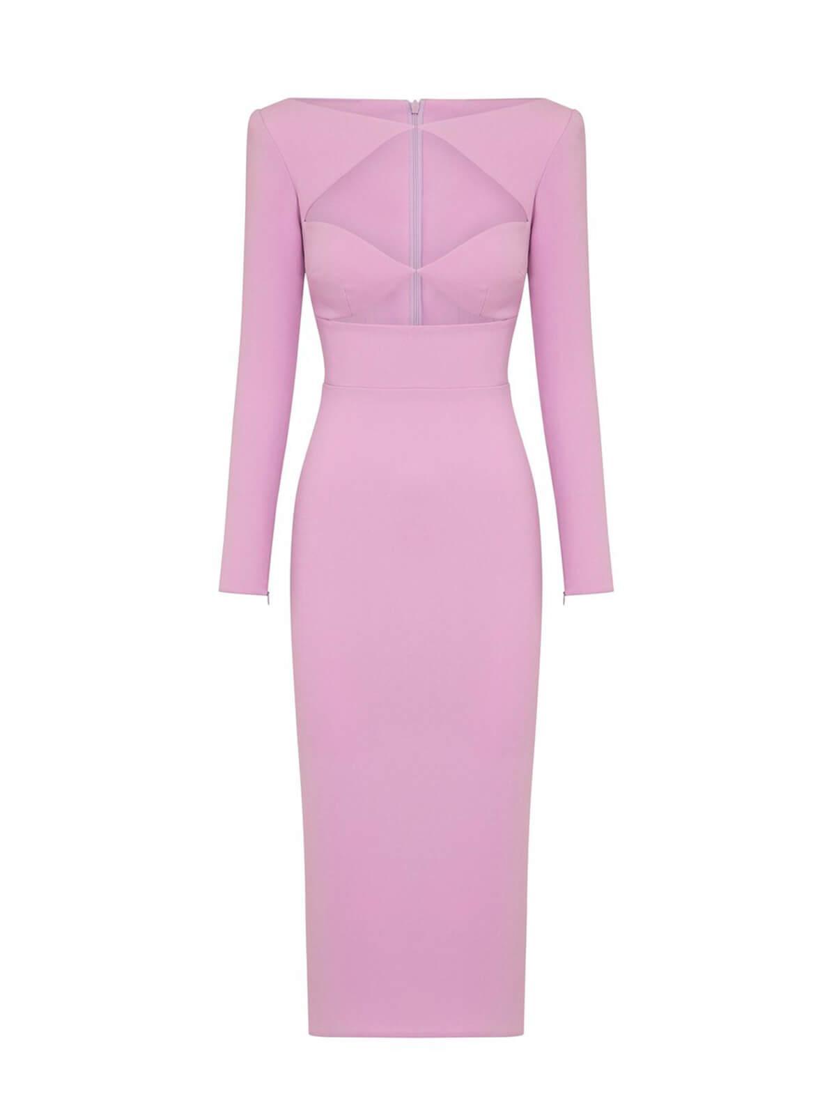 Long Sleeve Twist Cut Out Bandage Bodycon Midi Dress - View 6