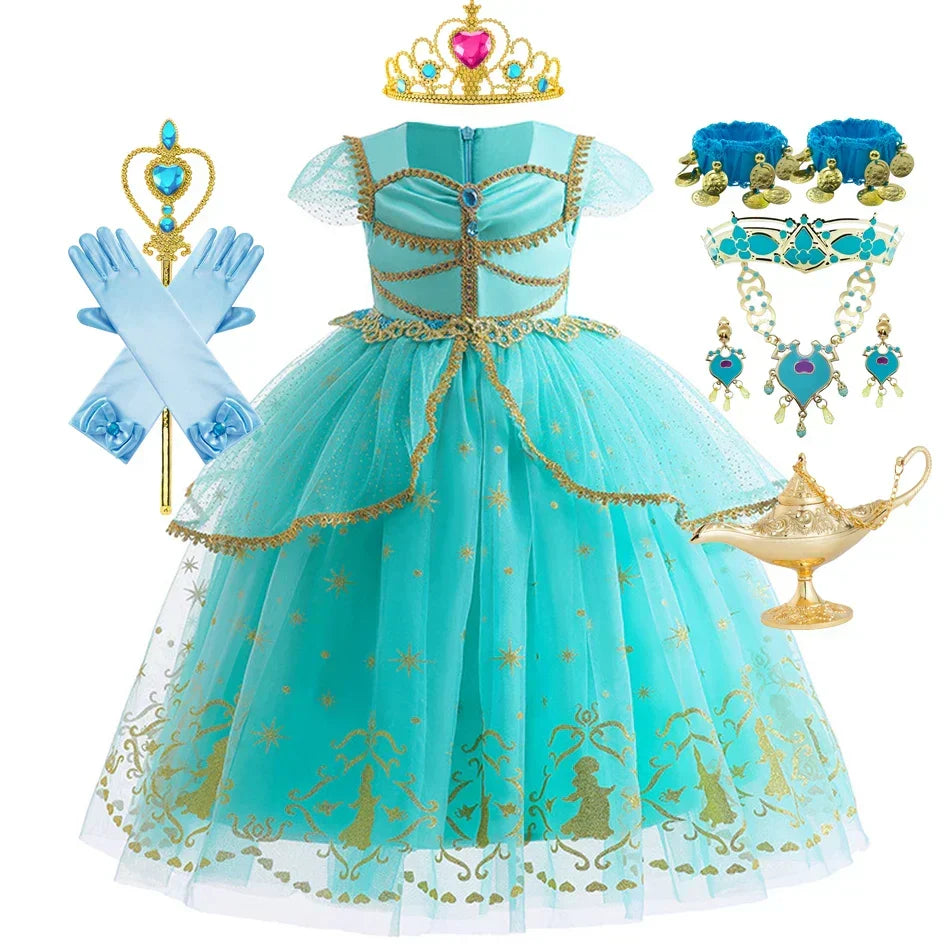 Glitter Star Print Tulle Puff Sleeve Princess Costume Gown 10