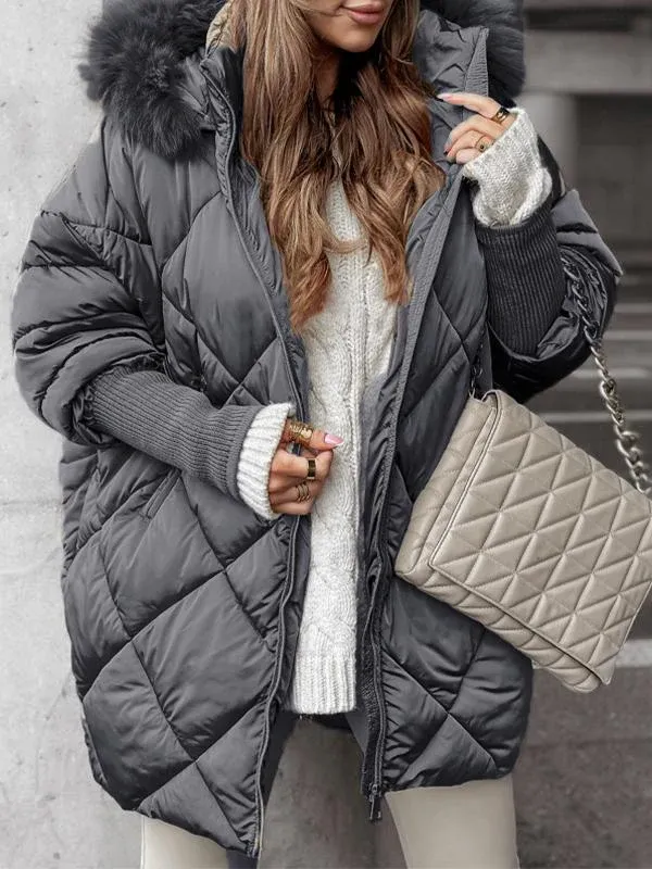 Faux Fur Hood Quilted Longline Puffer Jacket 2