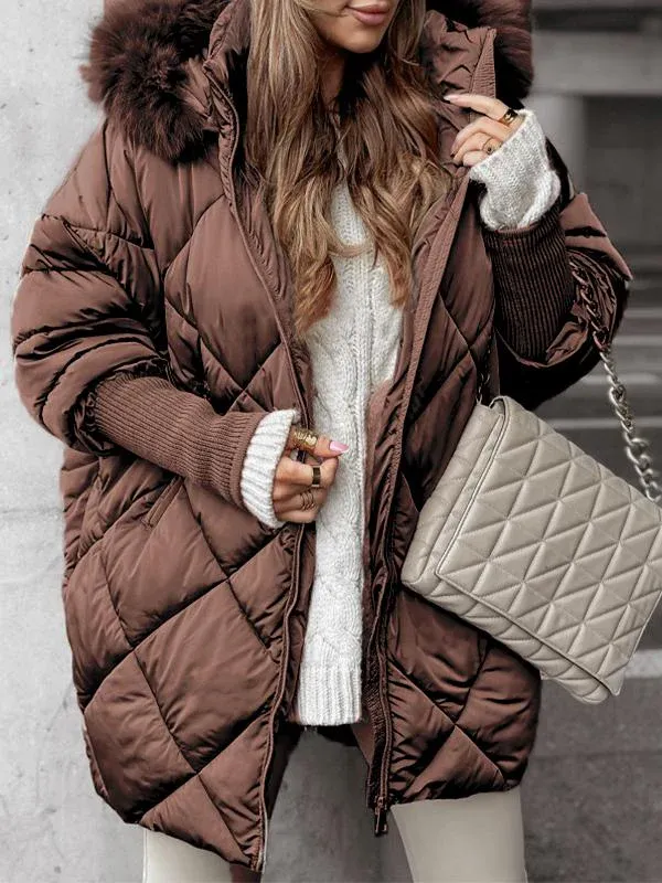 Faux Fur Hood Quilted Longline Puffer Jacket 3