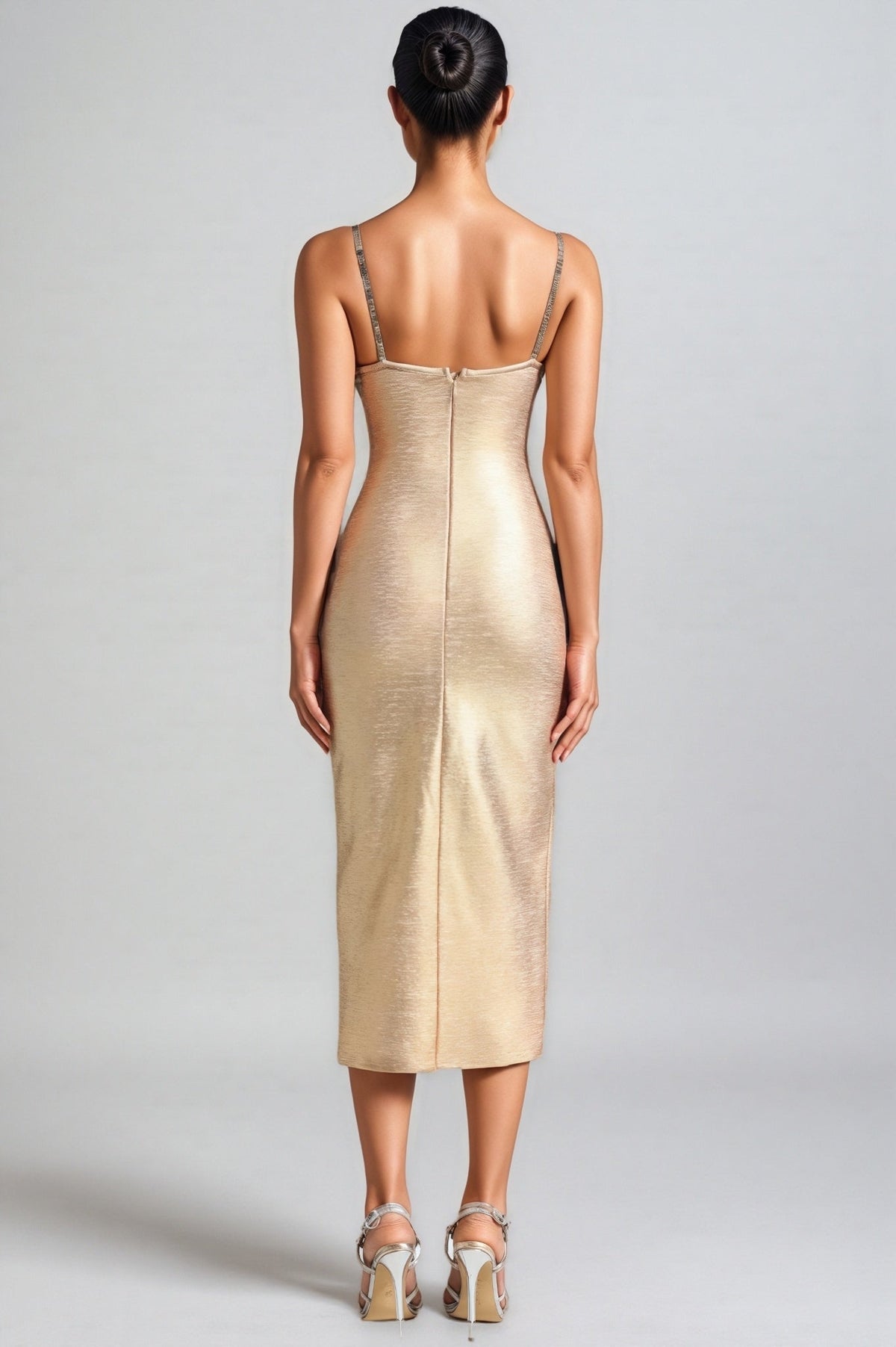 Alistair Pearls Cut Out Slit Midi Dress - View 3