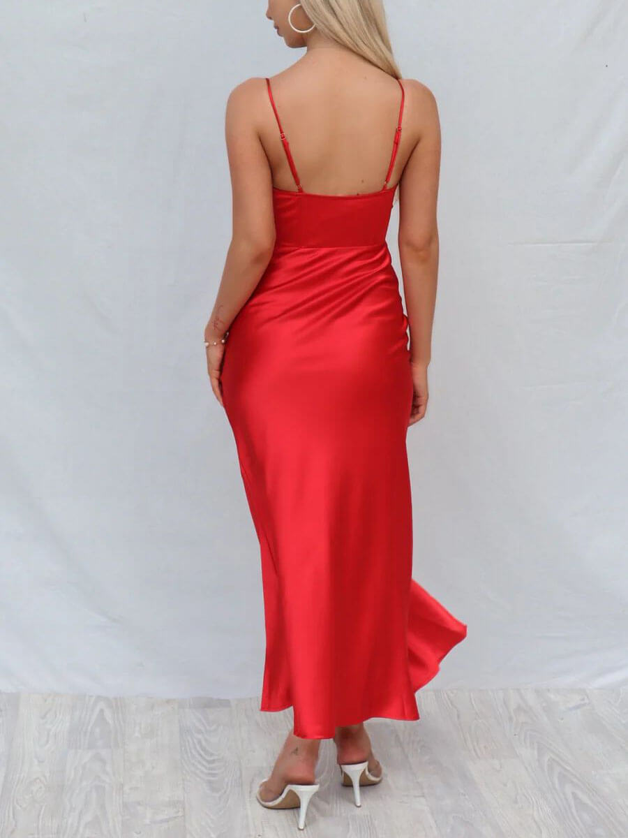 Satin Slit Midi Dresse - View 6
