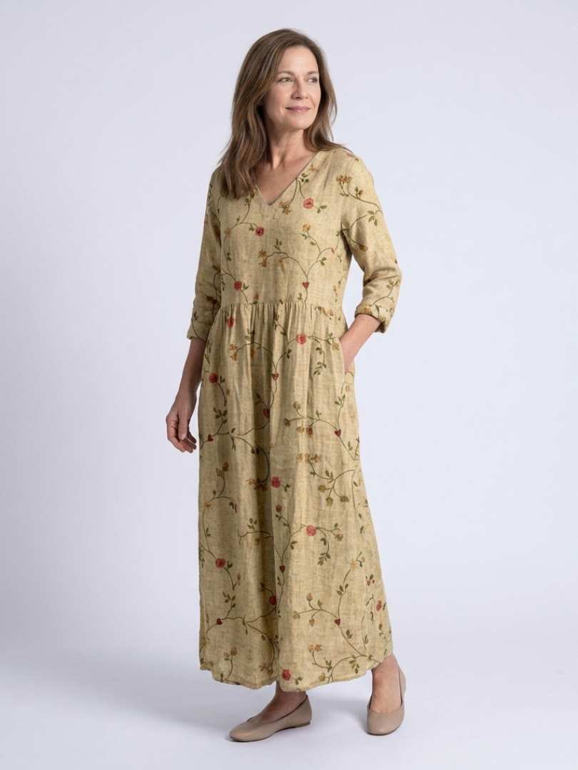 Floral V-Neck Tiered Pocket Maxi Dress 2
