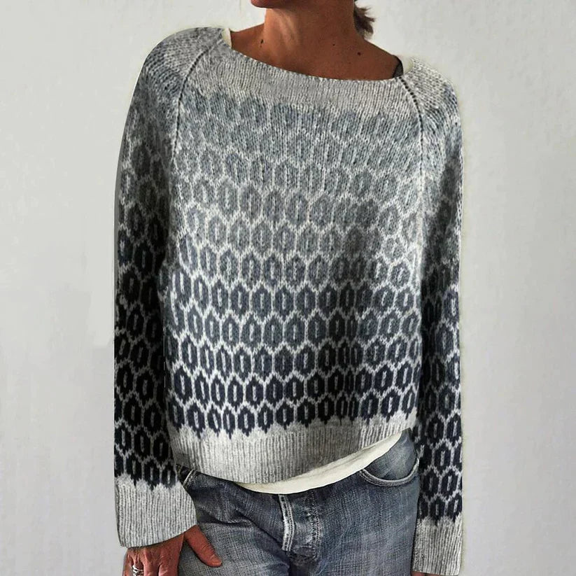 Boat Neck Raglan Sleeve Honeycomb Knit Sweater