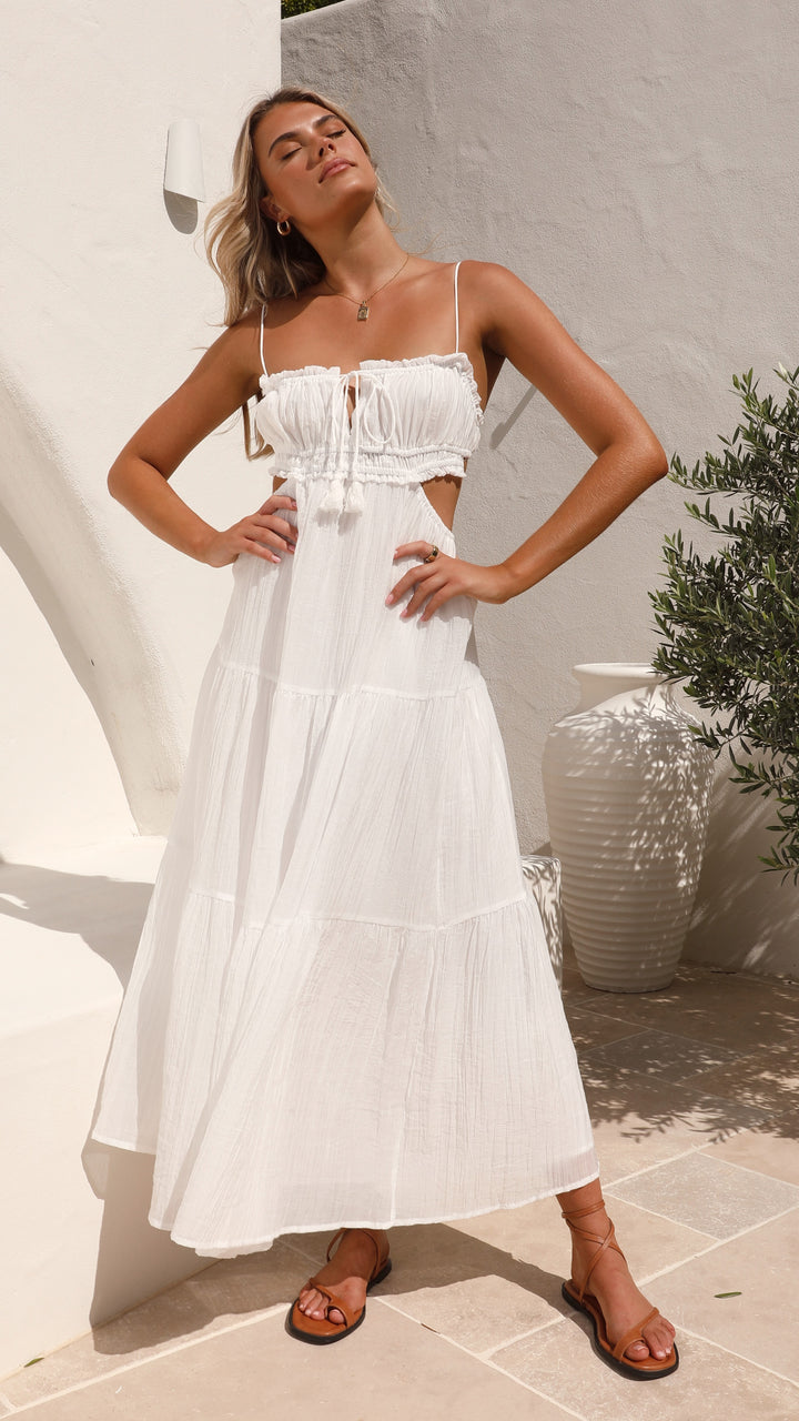Spaghetti Strap Cut Out Open Back Tiered Midi Summer Dress - View 3