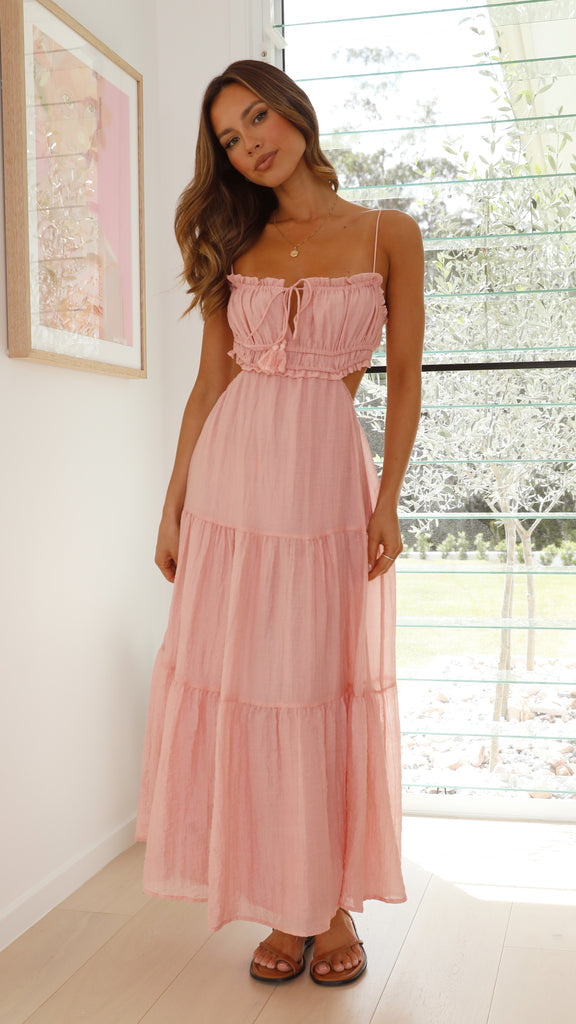 Spaghetti Strap Cut Out Open Back Tiered Midi Summer Dress 44