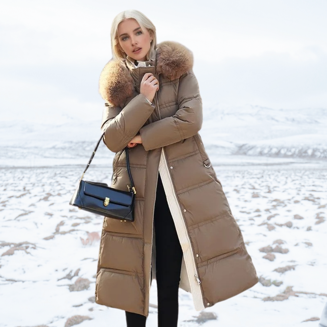 Faux Fur Hood Longline Puffer Coat