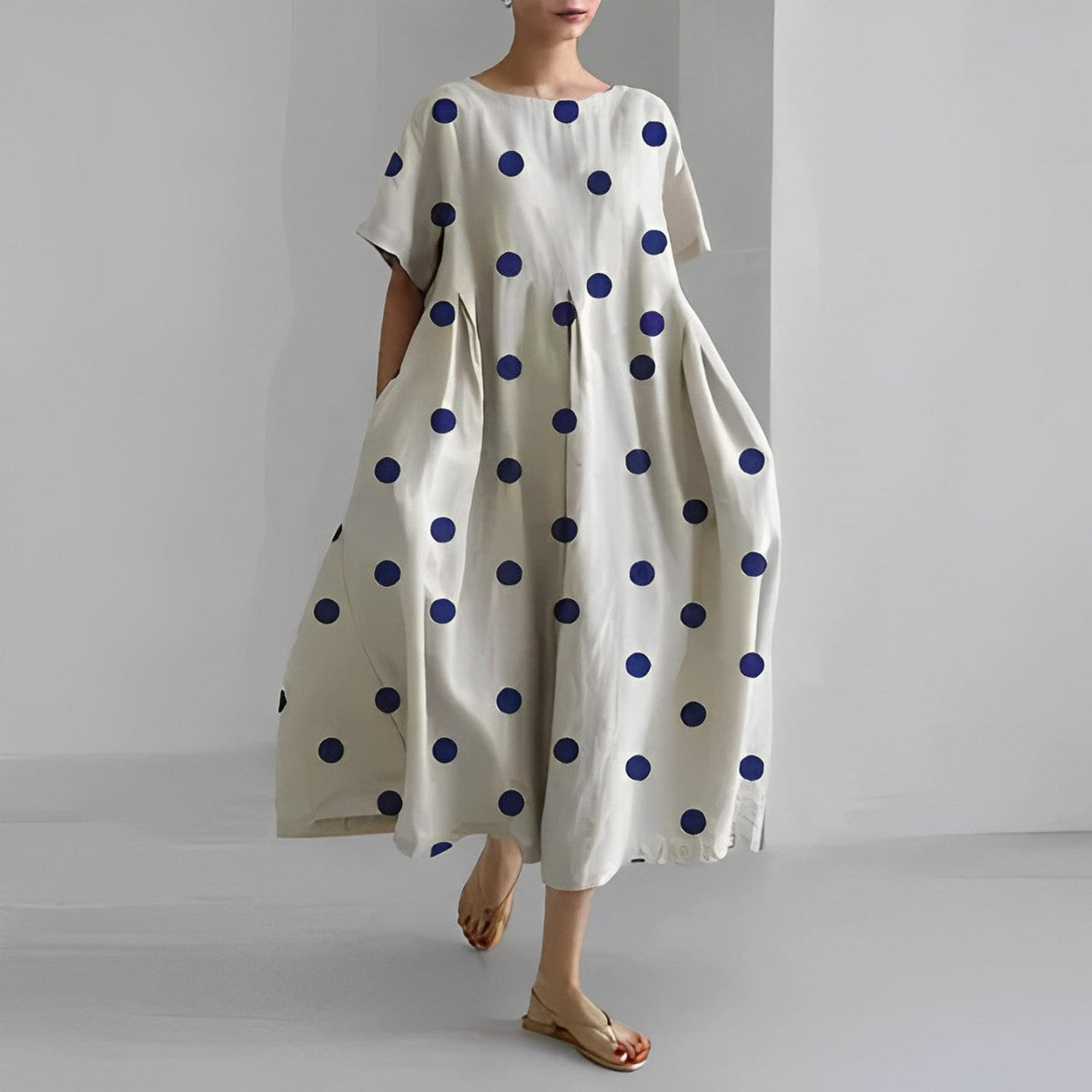 Floral Print Short Sleeve Pocket Pleated Midi Dress 6