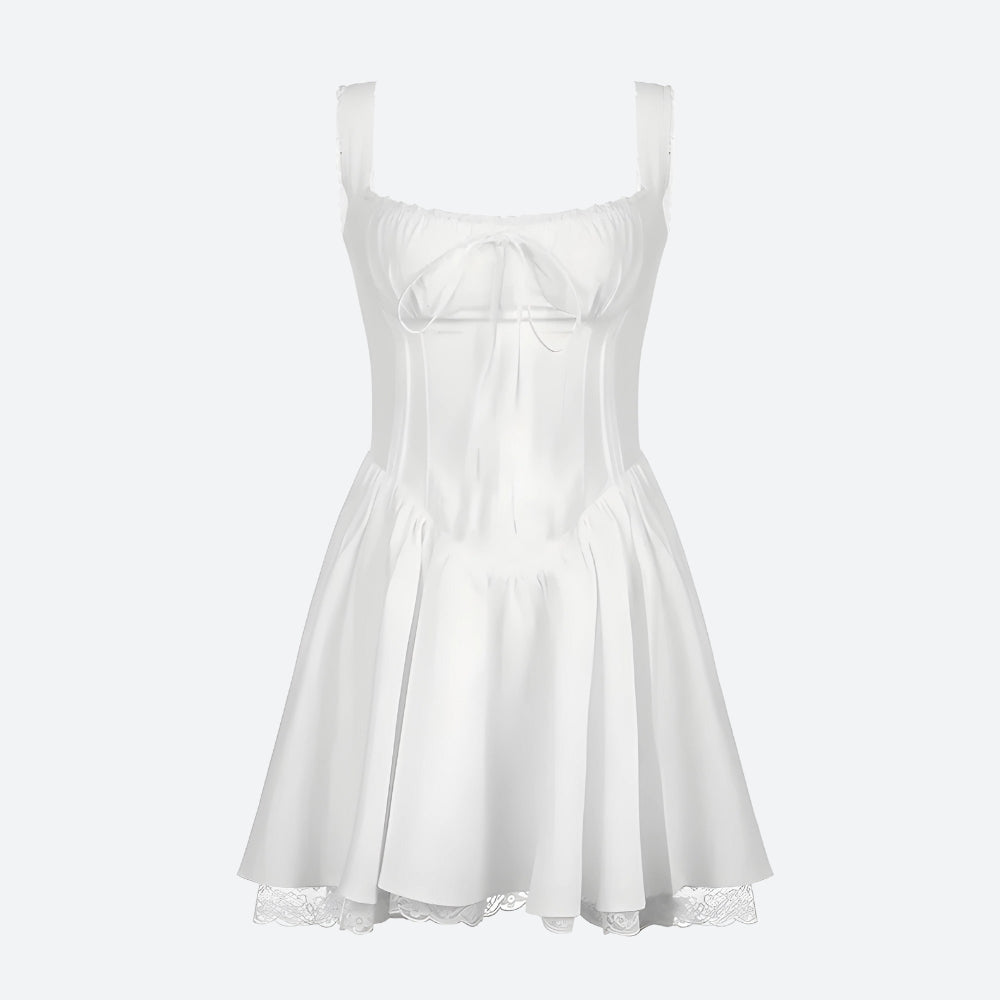 Spaghetti Strap Lace Trim Corset Fit and Flare Mini Dress - View 5