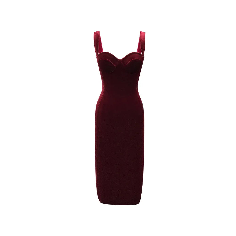 Velvet Sweetheart Bustier Bodycon Dress - View 6