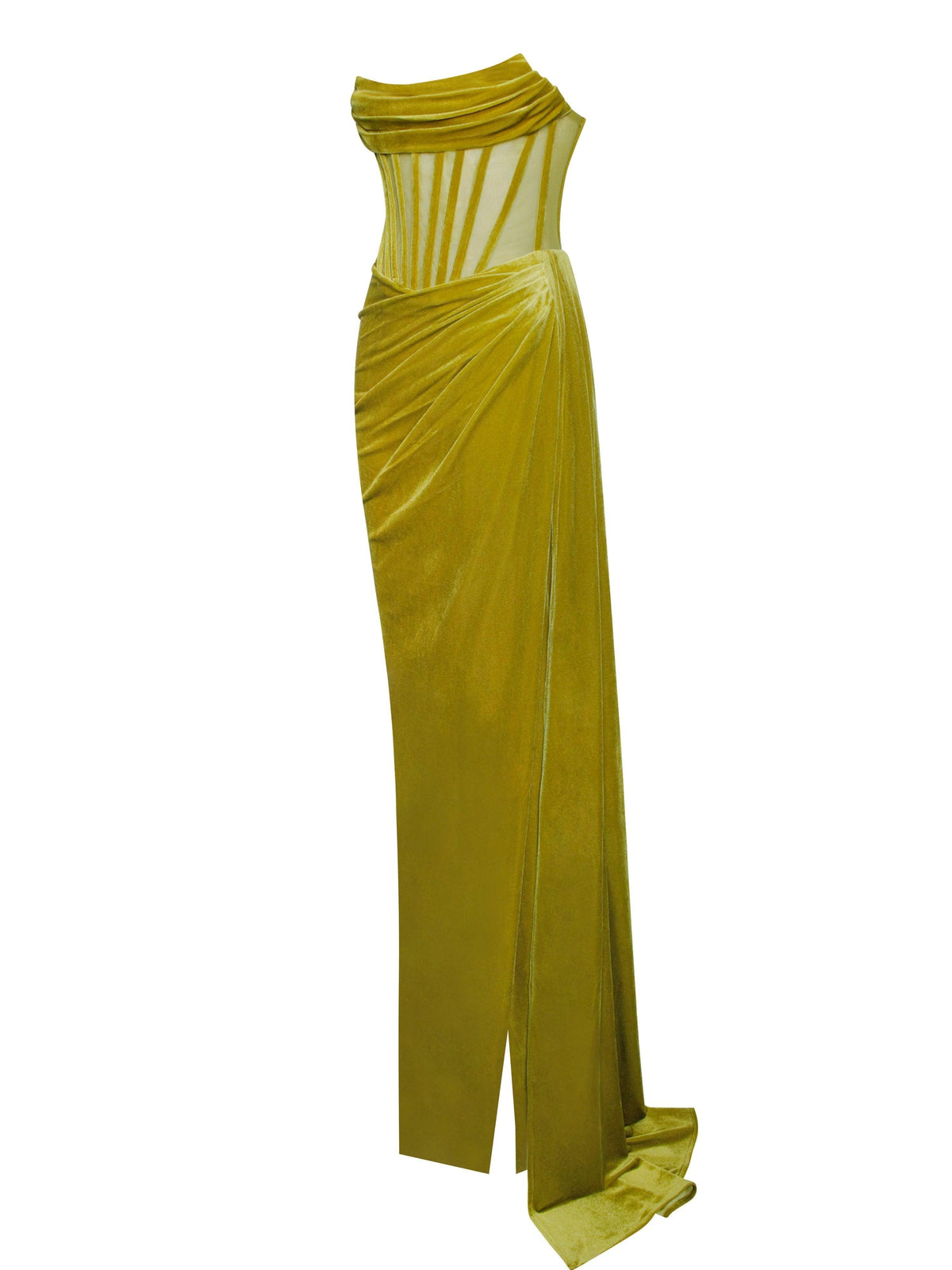Leilani Corset Split Maxi Dress In Gold - View 7