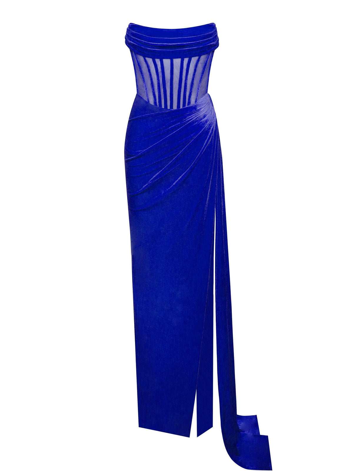 Leilani Corset Split Maxi Dress In Royal Blue - View 6