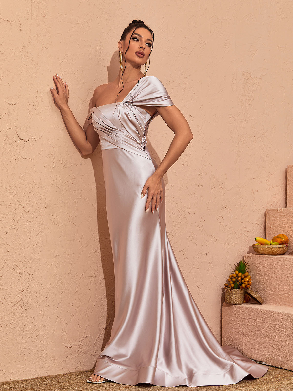 Liberty Satin Ruched Maxi Dress - View 4