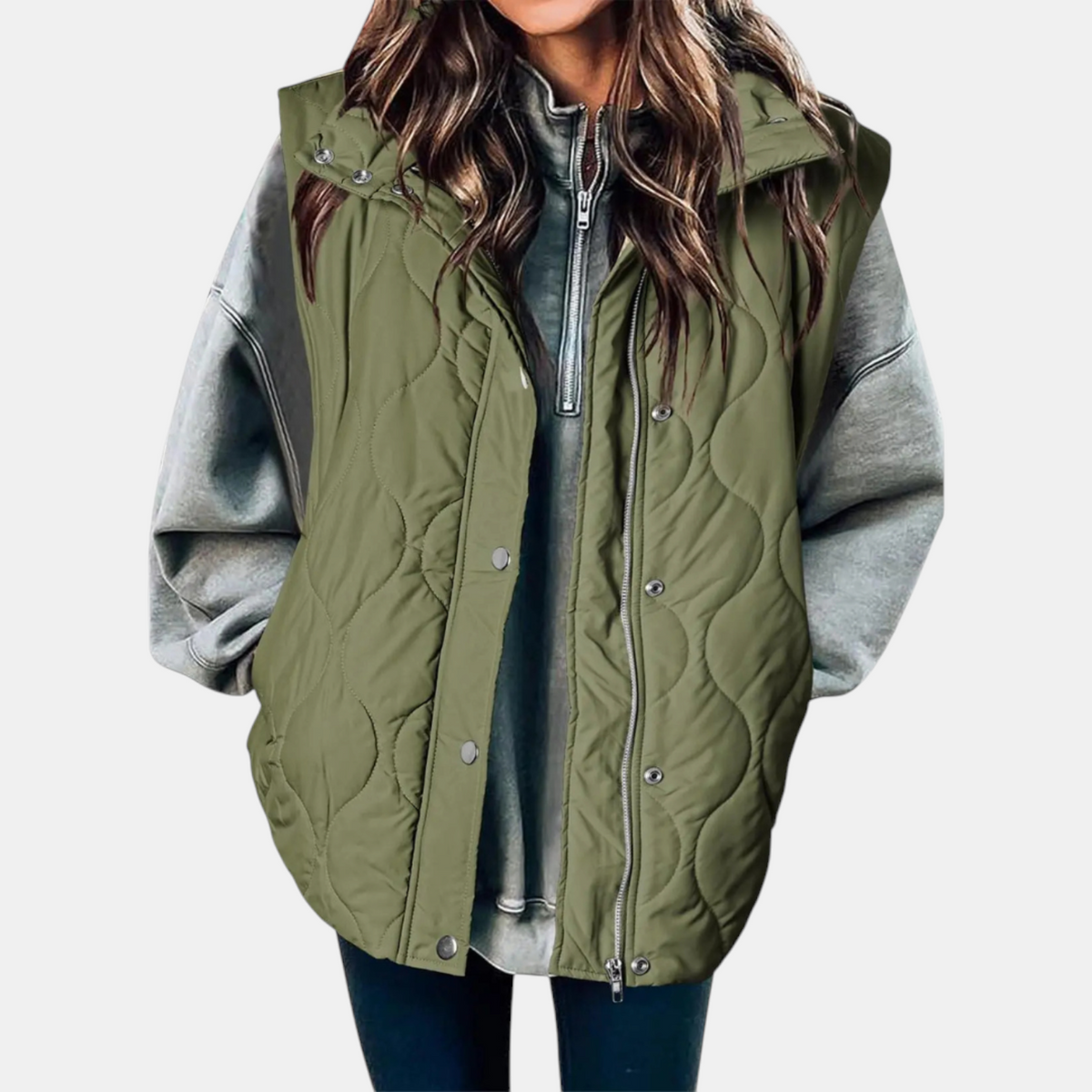 Hooded Zip Front Quilted Puffer Vest 4