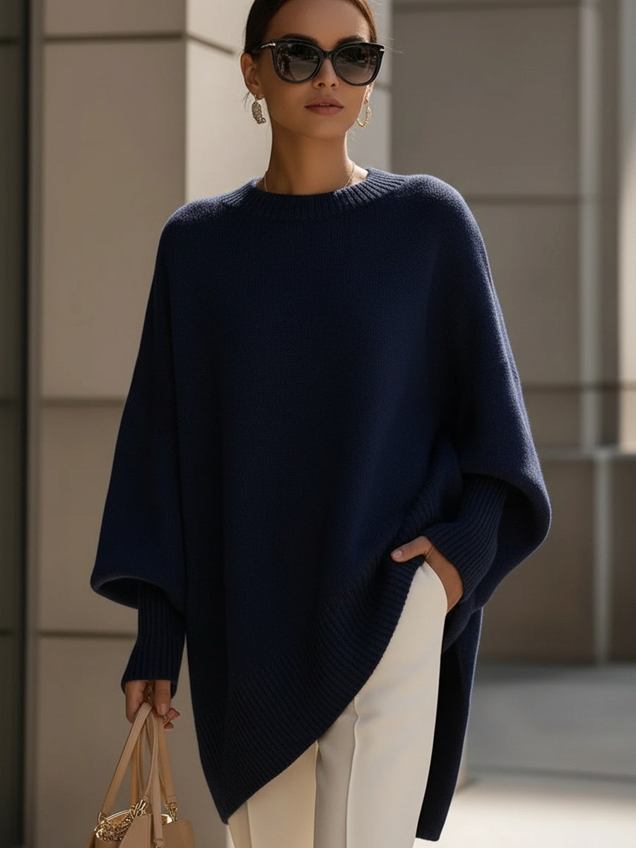 Mock Neck Dolman Sleeve Oversized Drape Knit Sweater 5