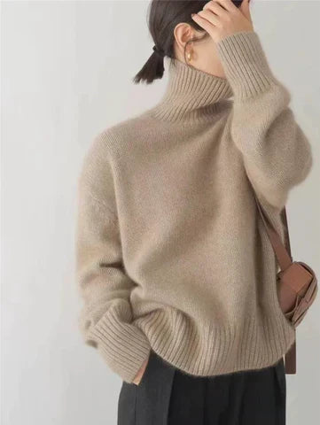 Turtleneck Drop Shoulder Oversized Knit Sweater 5
