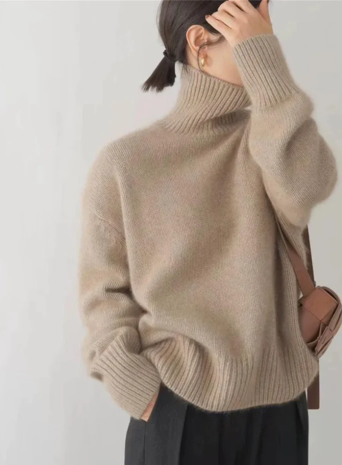 Turtleneck Drop Shoulder Oversized Sweater 7