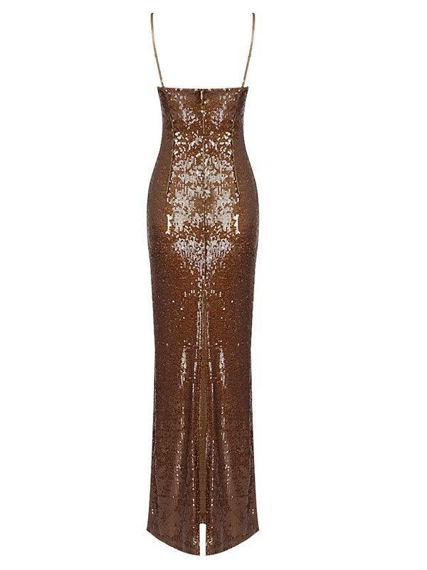 Sequin Spaghetti Strap Sweetheart 3D Floral Bodycon Maxi Dress - View 8