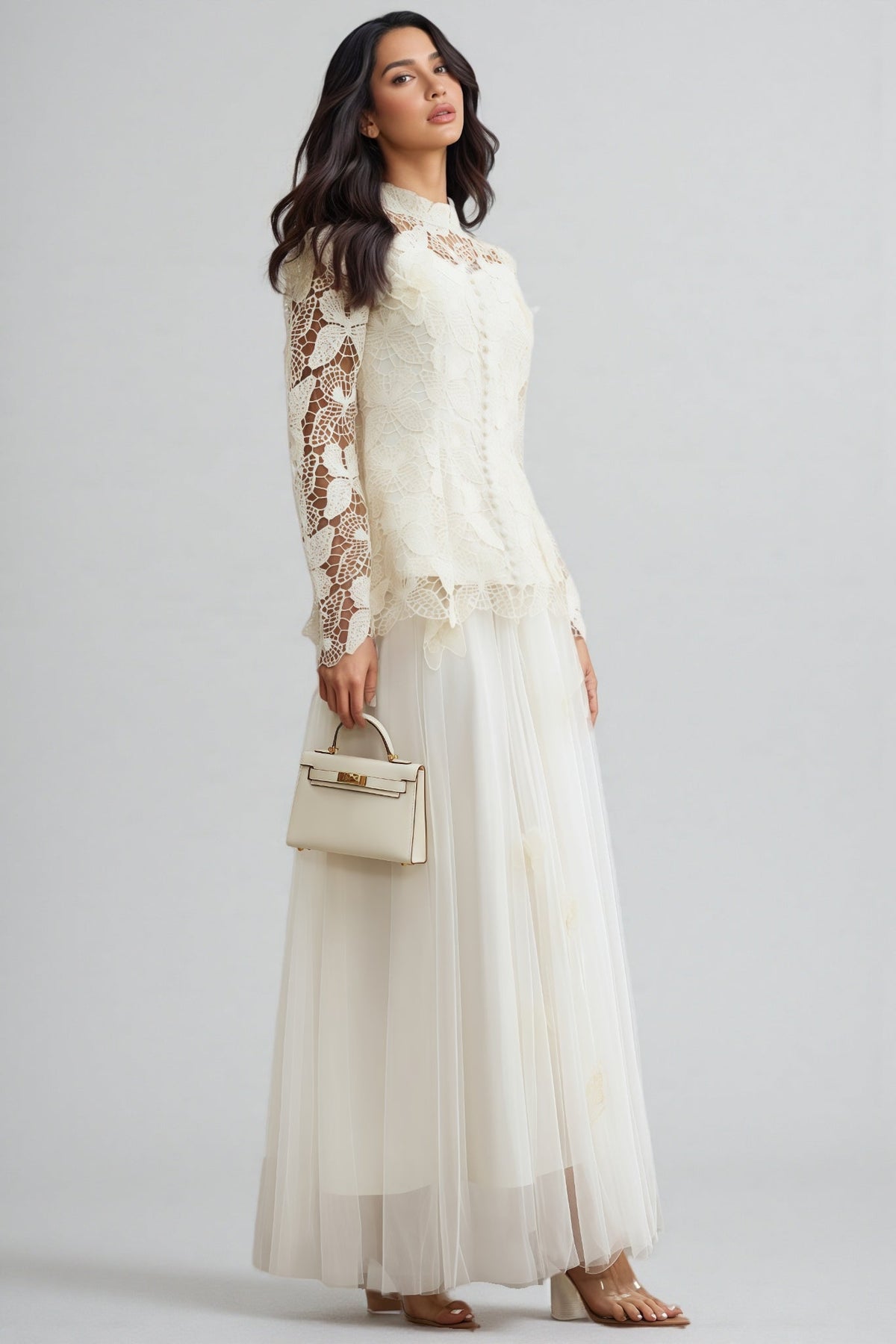 Inina Butterfly Embroidered Lace Maxi Dress Set - View 5