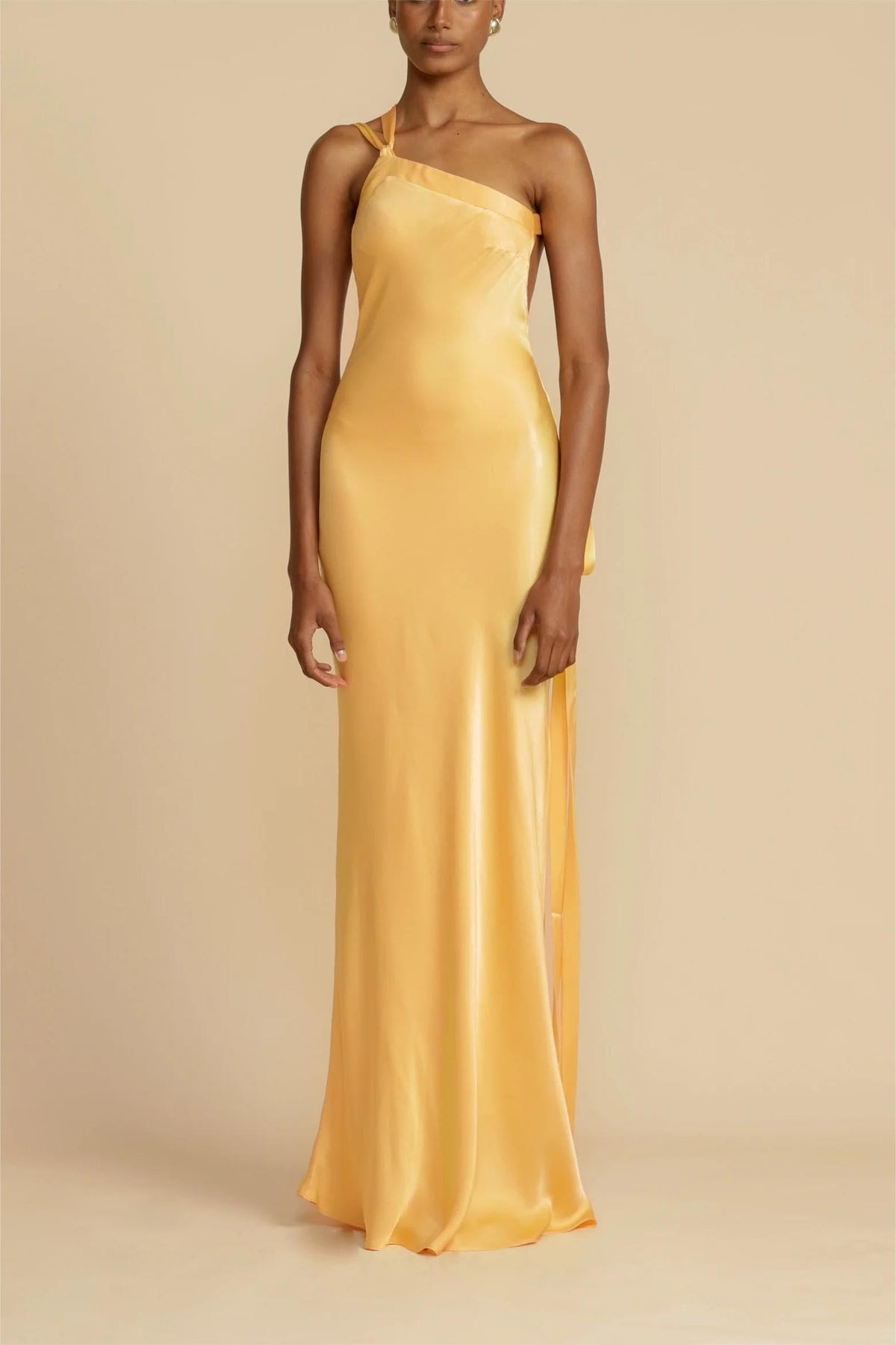 Moonlit Soiree Satin Asymmetrical One Shoulder Maxi Dress - View 5