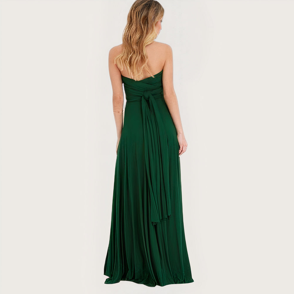 Convertible Wrap Halter Neck Backless Tie Back High Split Maxi Gown - View 5