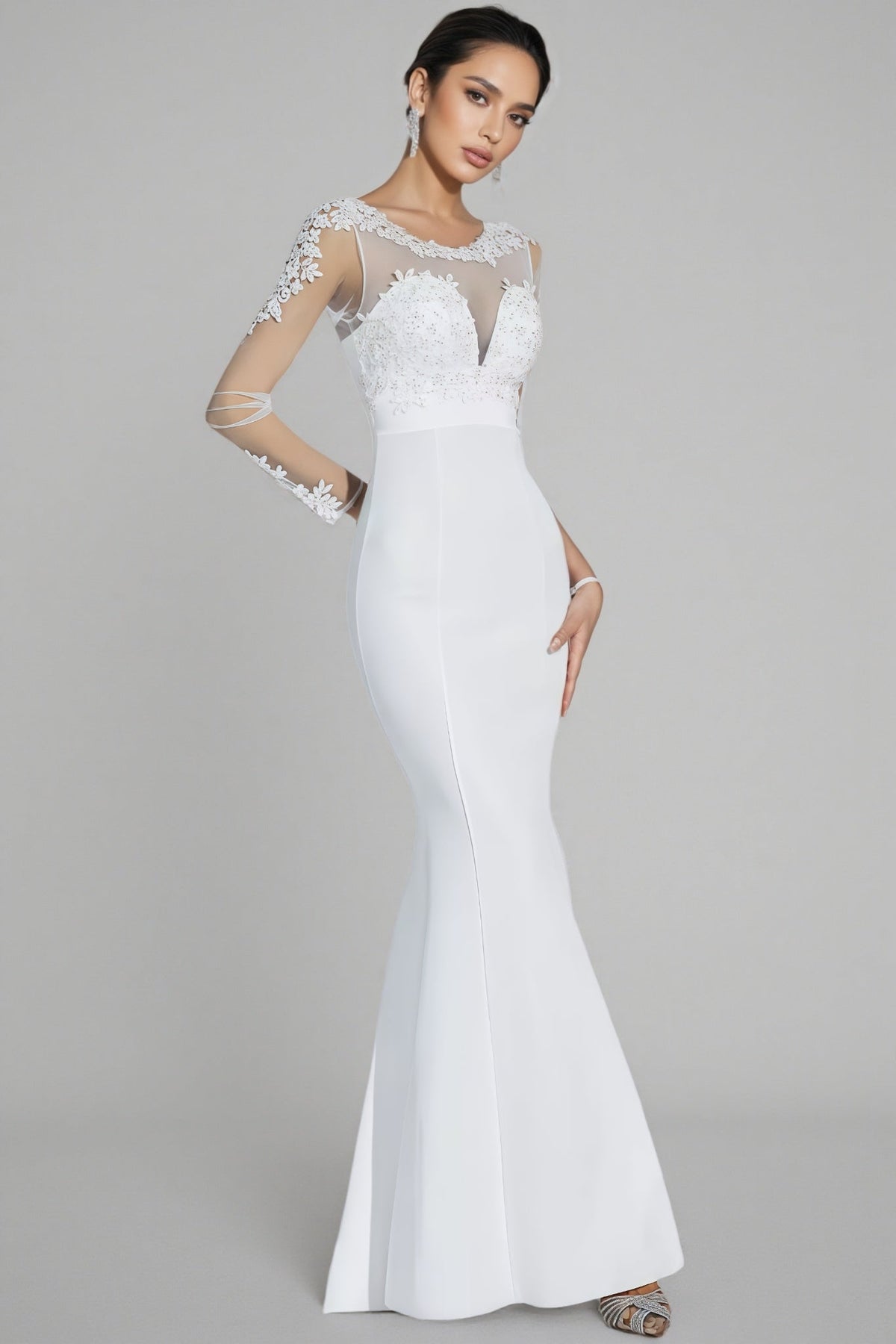 Marend White Lace Bodycon Maxi Dress - View 2