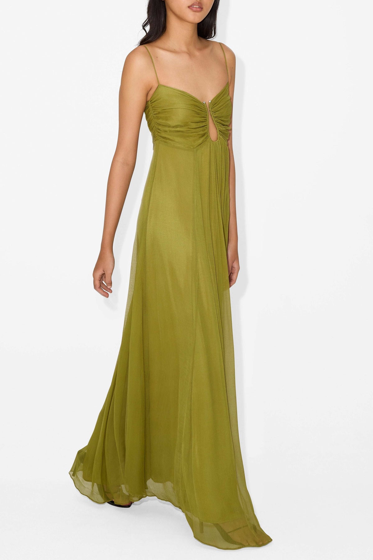 Spaghetti Strap Keyhole Cut Out Chiffon Maxi Dress 2