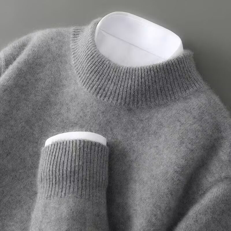 Mock Neck Long Sleeve Ribbed Trim Knit Sweater 5