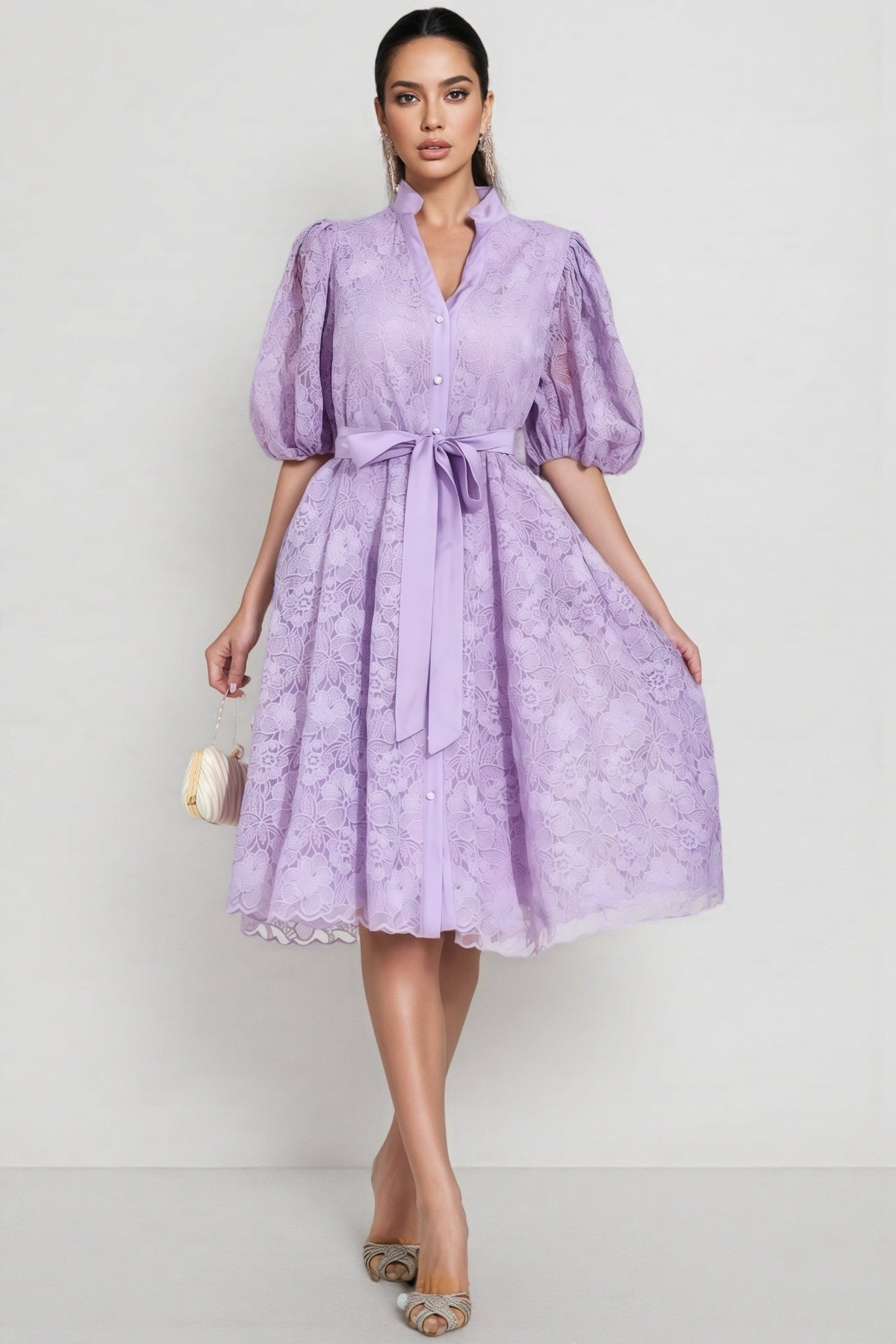 Melanie Purple Lace Midi Dress