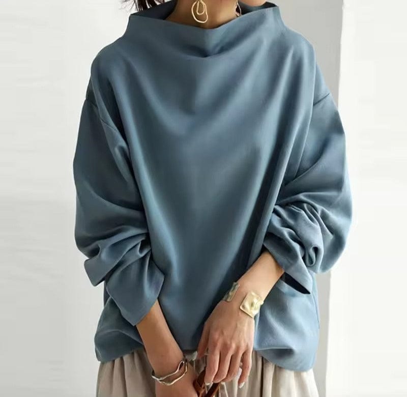 Mock Neck Draped Long Sleeve Top 2