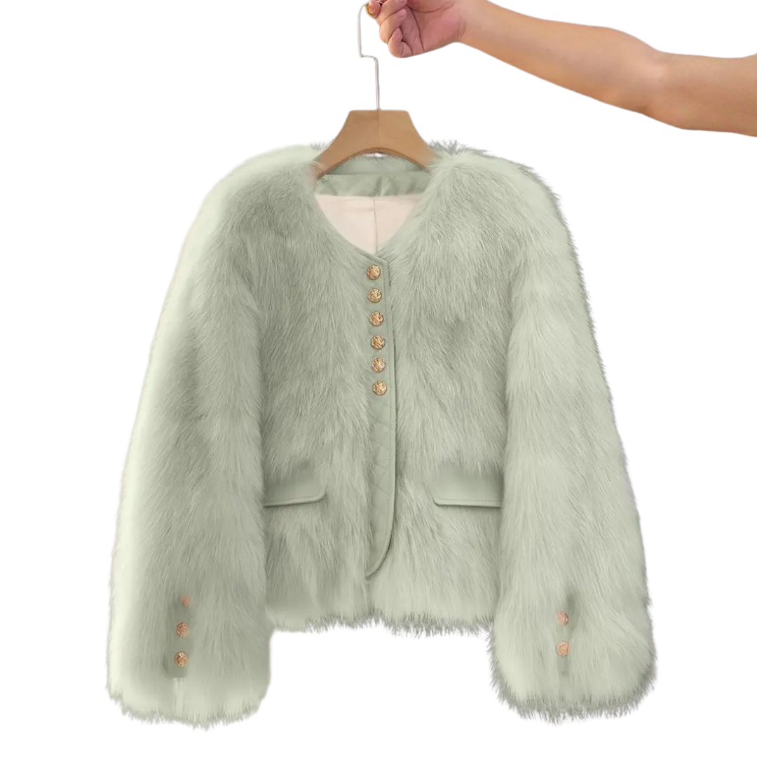 Faux Fur Contrast Trim Button Front Cropped Jacket 6