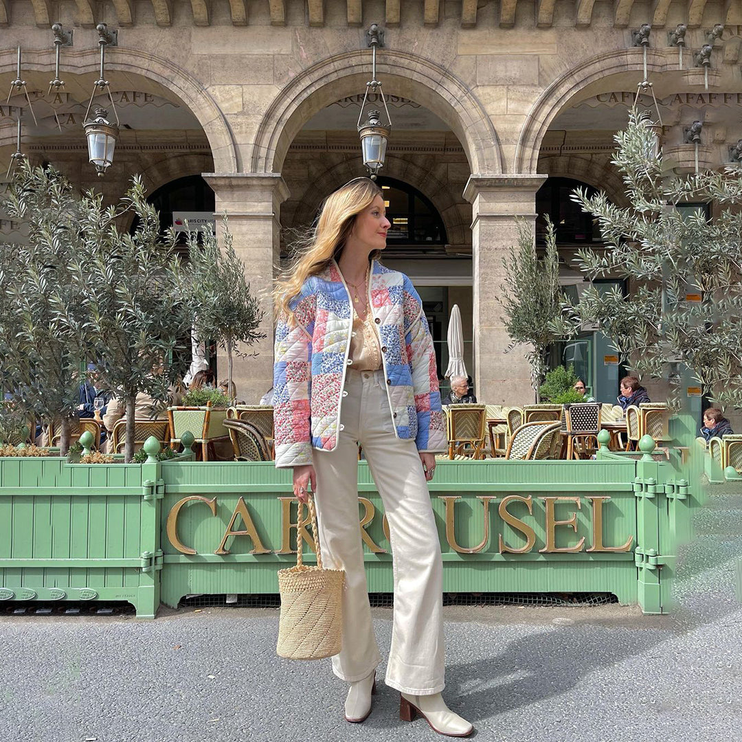 Floral Quilted Open Front Jacket 8