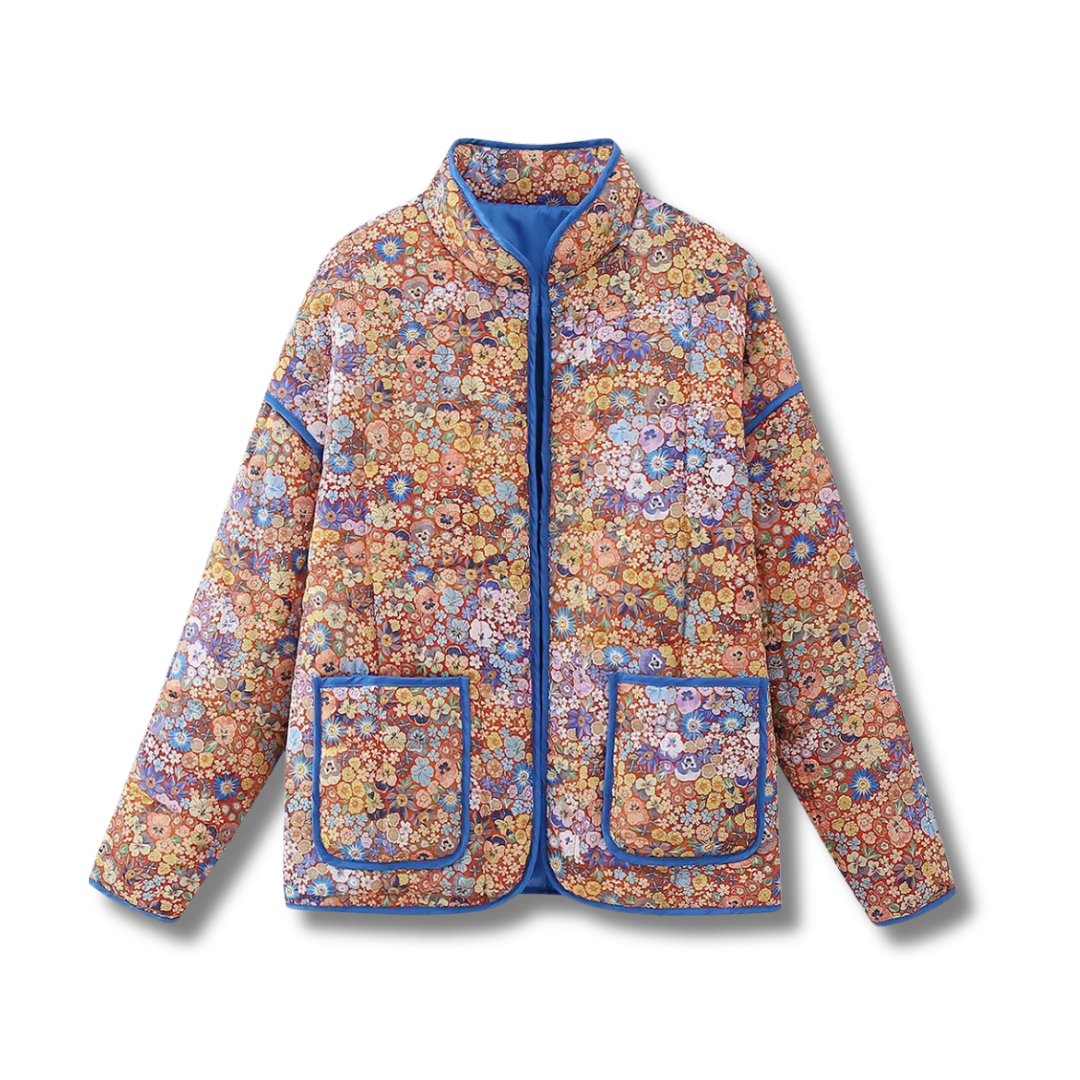 Ditsy Floral Quilted Stand Collar Zip Jacket 6