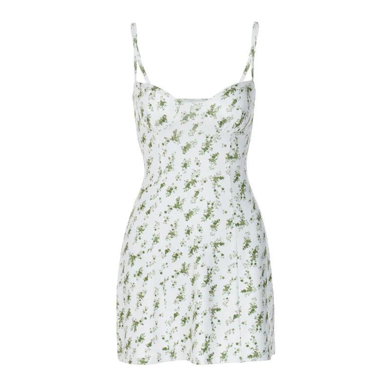 Sweetheart Neck Spaghetti Strap Floral Corset Mini Dress 20