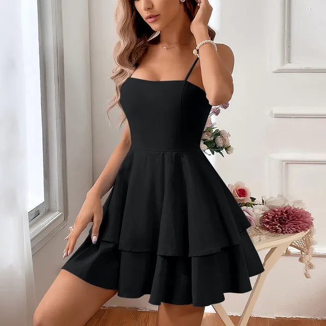 Tiered Ruffle A-Line Short Sleeve Mini Dress - View 6