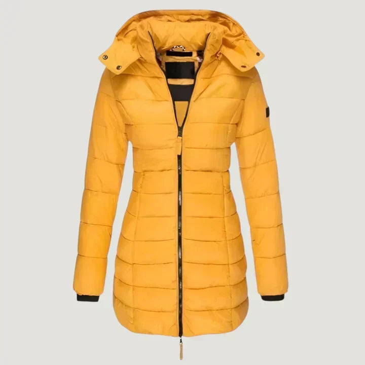Hooded Zip Front Quilted Longline Puffer Coat 6