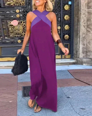 Cross Front Halter Neck Sleeveless Maxi Dress 6