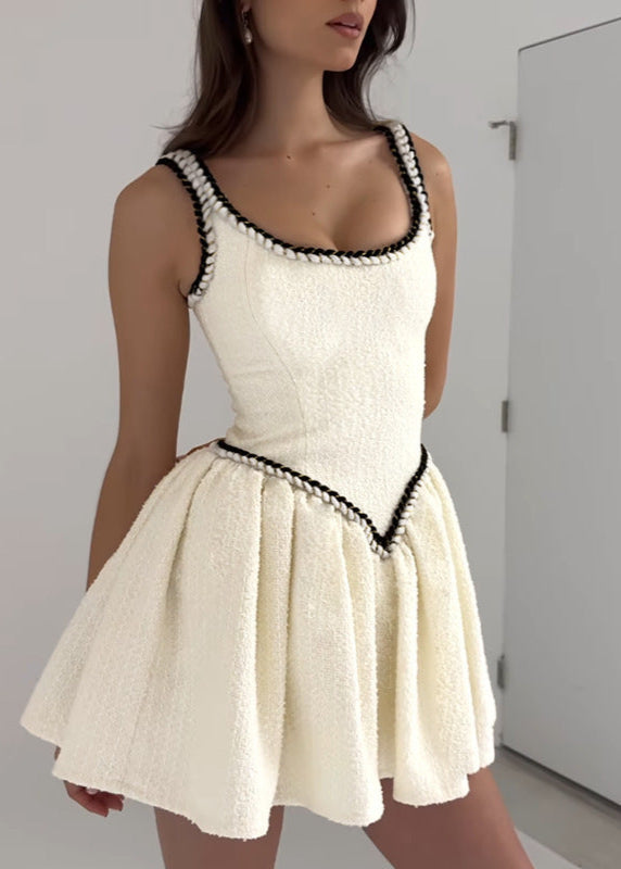 Knit Square Neck Sleeveless Contrast Trim Fit and Flare Mini Dress - View 5
