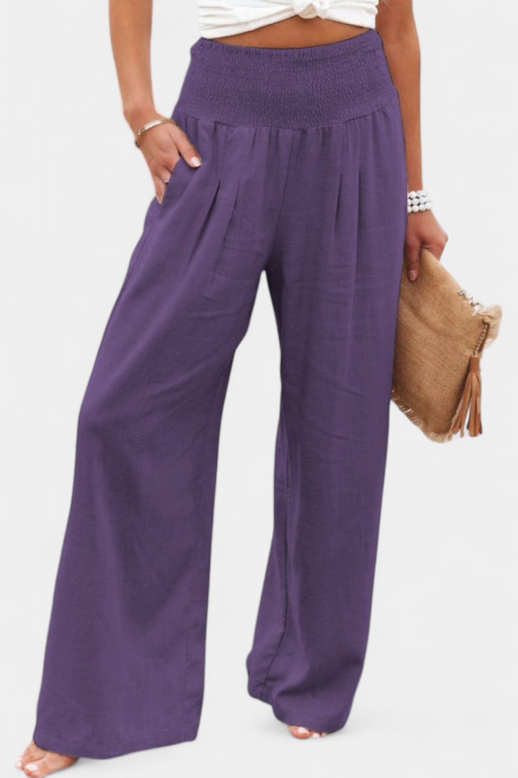 High Waist Smocked Wide Leg Pants 10