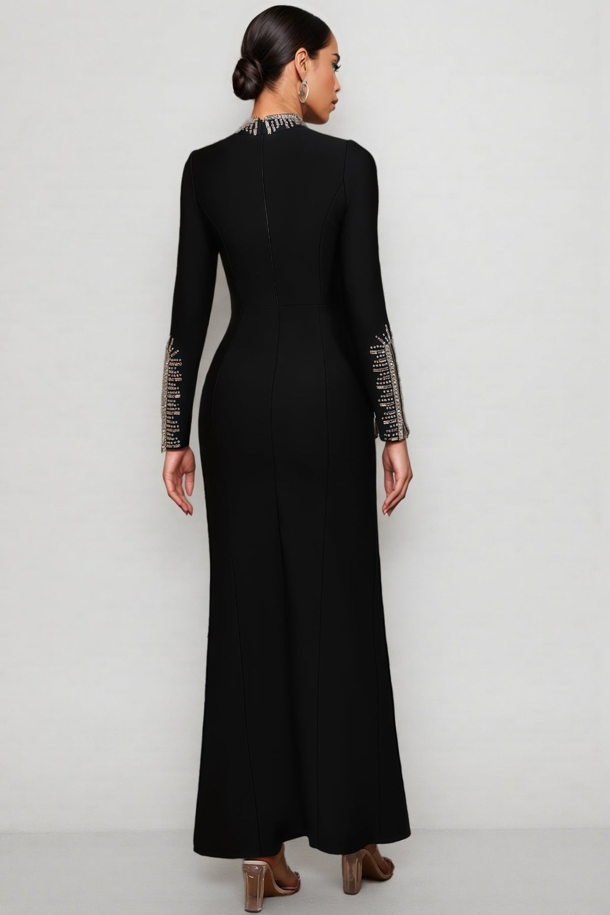 Nyred Black Sequined High Split Maxi Dress - View 8