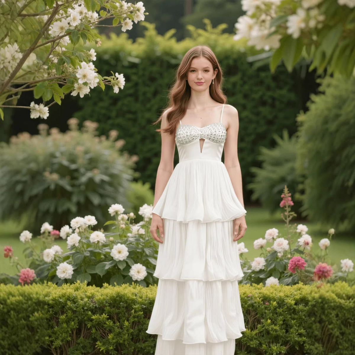 Sequin Spaghetti Strap Sweetheart Keyhole Cut Out Maxi Gown