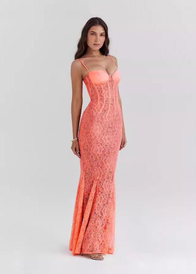 Valeria - Sheer Lace Bustier Gown - View 6