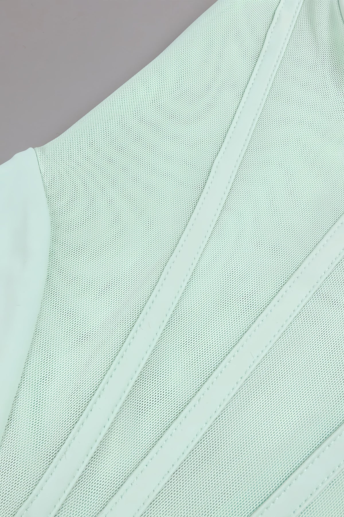 Gened Green Ribbon Sheer Chiffon Maxi Dress - View 7