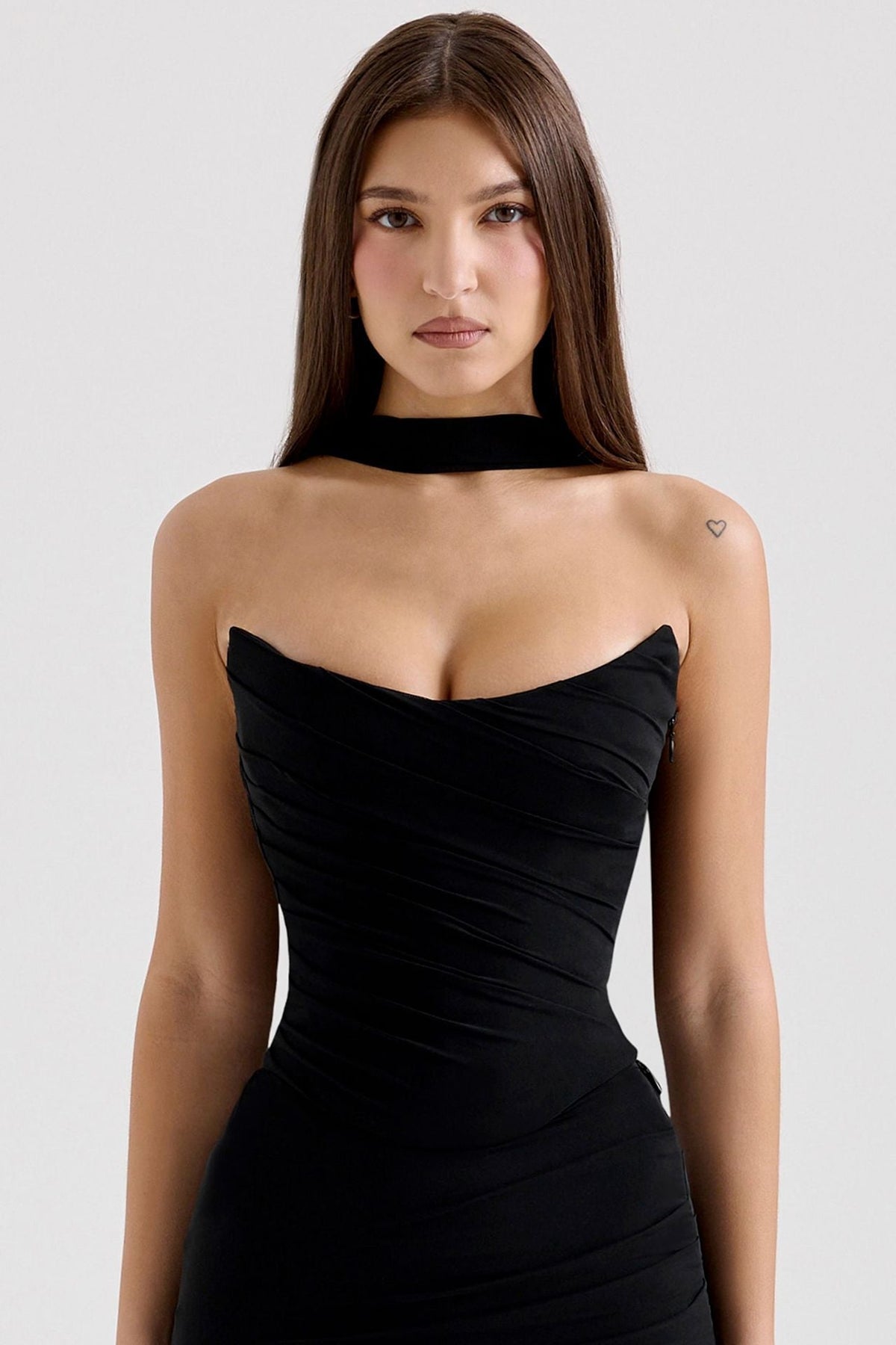 One Shoulder Draped Sash Ruched Fishtail Maxi Gown - View 20