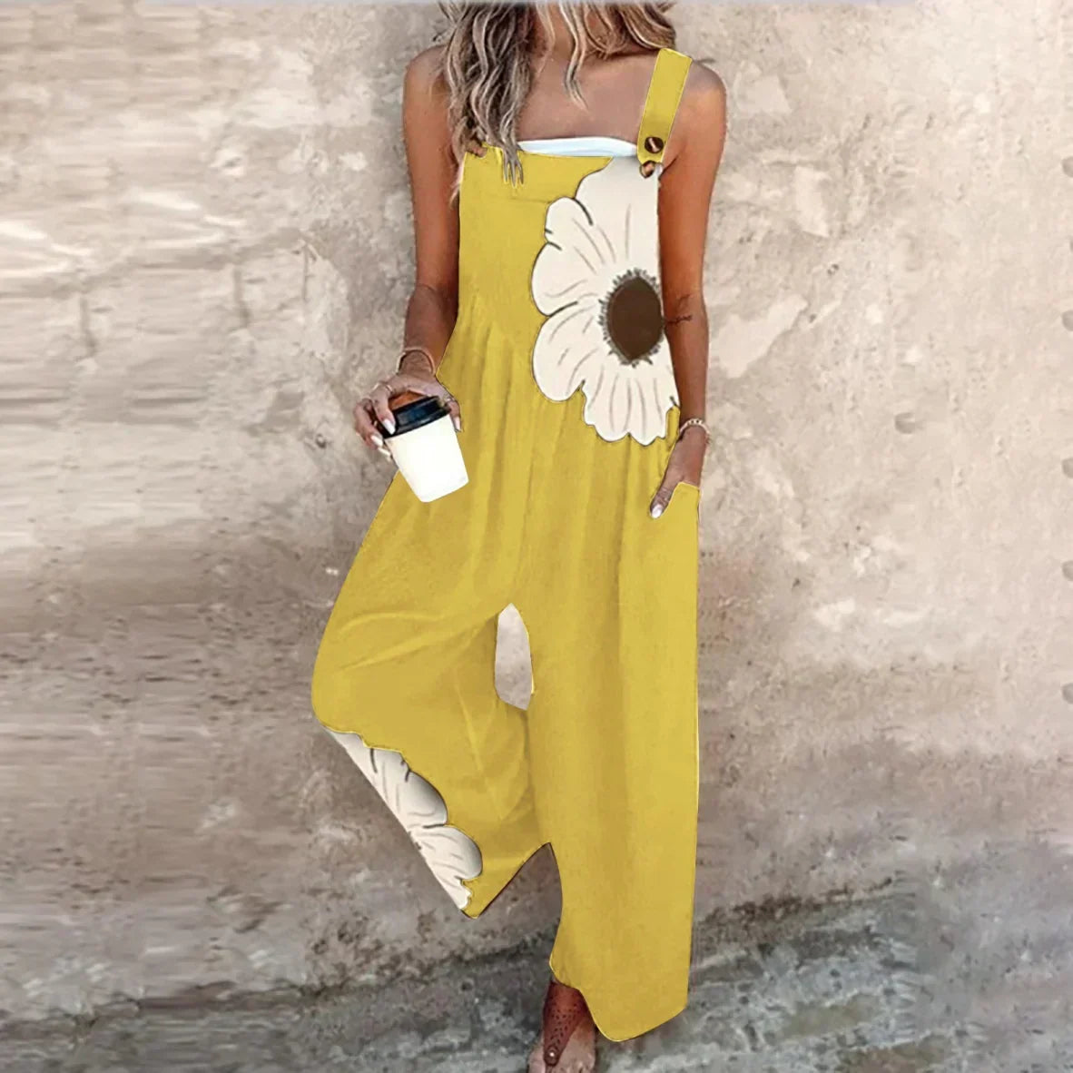 Floral Print Wide Leg Overall Jumpsuit 5